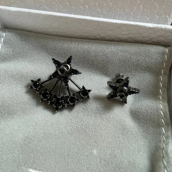 Christian Dior Dark Navy Star earrings with Chrome hardware - Picture 2 of 2
